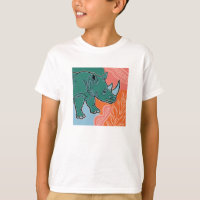 Rhino-Kinder-T-Shirt – Süßes Nashorn auf farbenfro