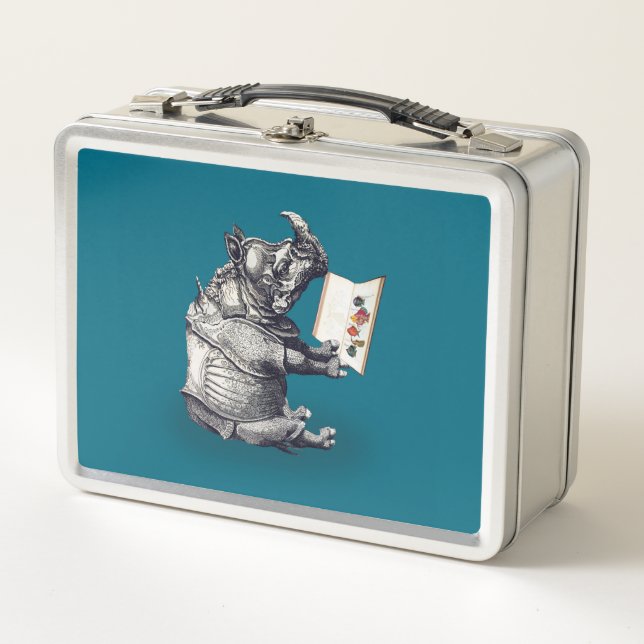 Rhino-Lieben lesen Metall Lunch Box (Vorderseite)
