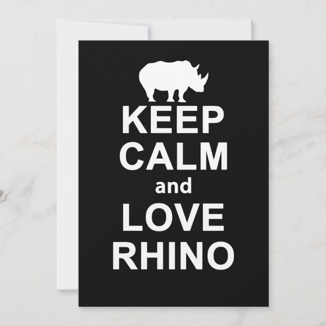 Rhino Lover Gift|Behaltend Ruhe und Liebe Rhino Dankeskarte (Vorderseite)