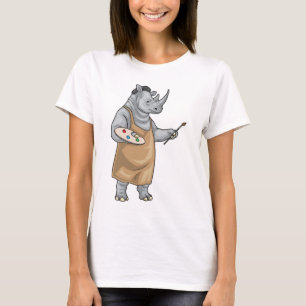 Rhino-Maler-Pinsel-Malerei T-Shirt