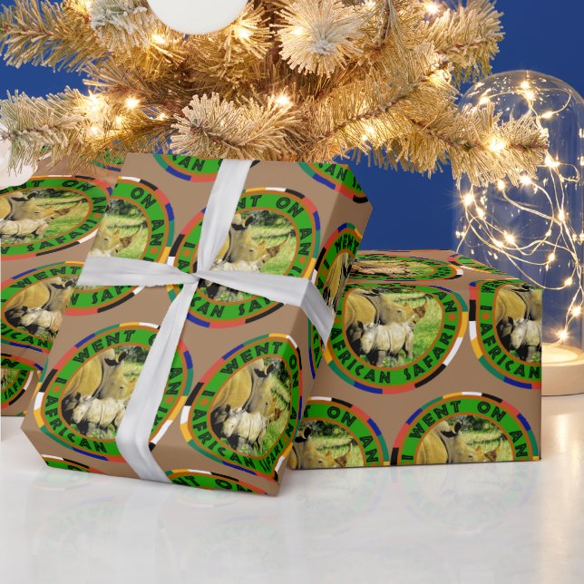 Rhino Mama und Calf African Safari Wrapping Paper Geschenkpapier (Feiertage)