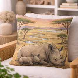 Rhino-Mama und -Kalb Safari-Tiere  Kissen
