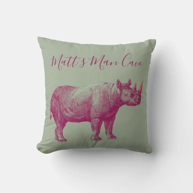 Rhino Man Cave Throw Kissen (Vorderseite)