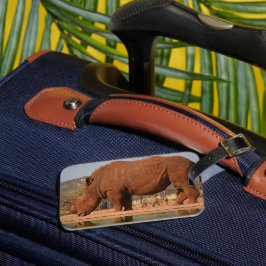 Rhino mit Schlamm auf dem Foto Gepäckanhänger