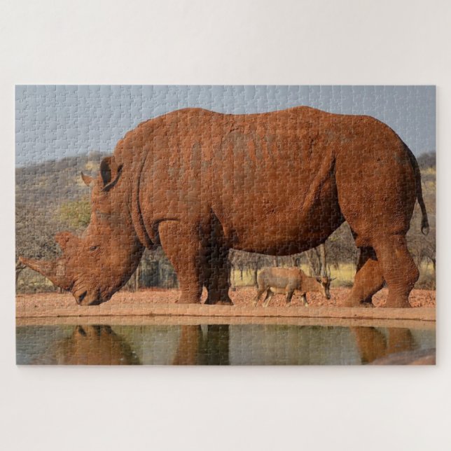 Rhino mit Schlamm auf der Haut Puzzle (Horizontal)