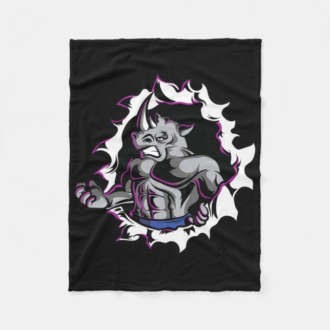 Rhino Muskeln Fitness Bodybuilding Gewichtszunahme Fleecedecke (Vorderseite)