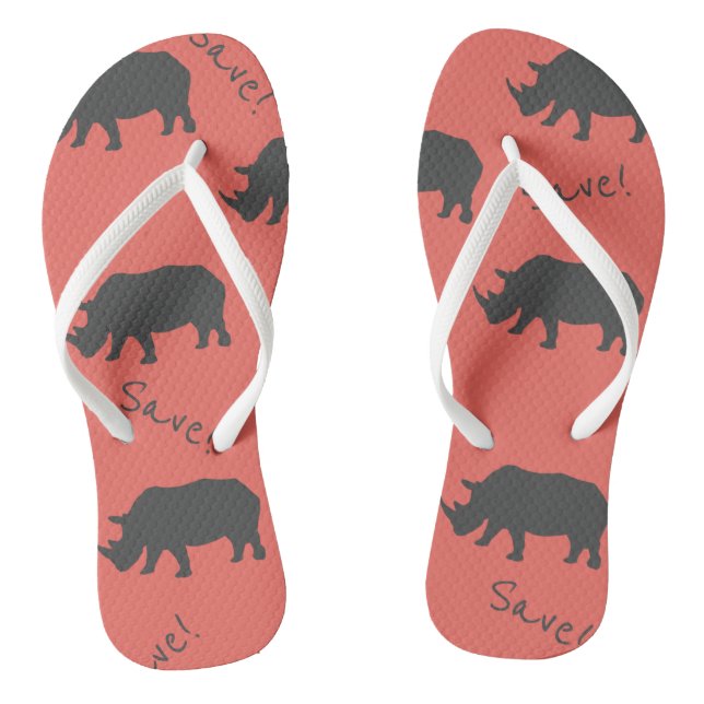 Rhino Muster Korallen Flip Flops gerettet (Fußbett)