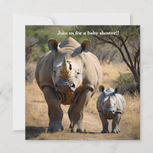 Rhino Mutter mit Kalb Einladung