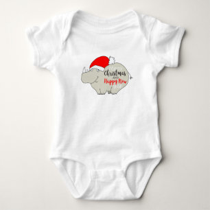 Rhino Niedlicher Cartoon Weihnachten Baby Strampler