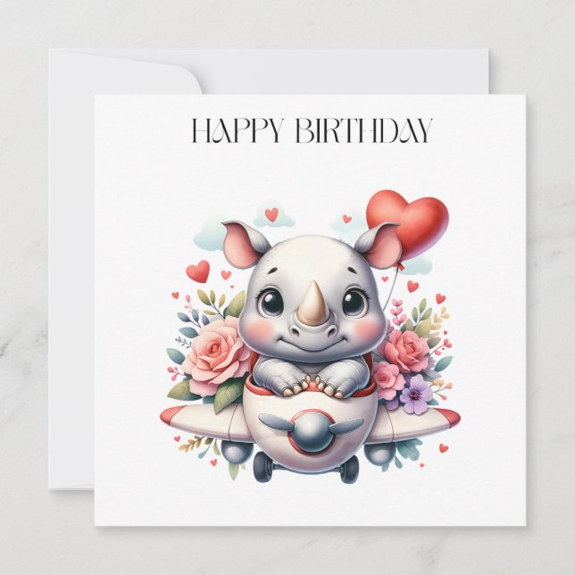 Rhino-Pilot Geburtstag Einladung (Vorderseite)