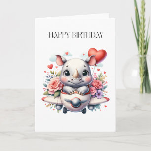Rhino-Pilot Geburtstag Karte