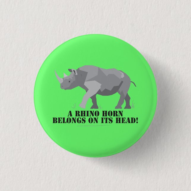Rhino Poaching Conservation Message Button (Vorderseite)