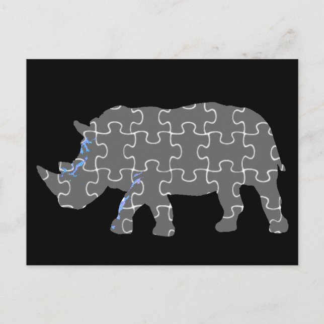 Rhino-Puzzle-Tier Postkarte (Vorderseite)