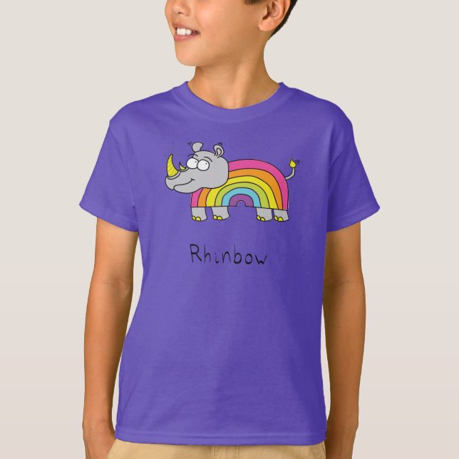 Rhino Rainbow Funny Kids T-Shirt (Vorderseite)