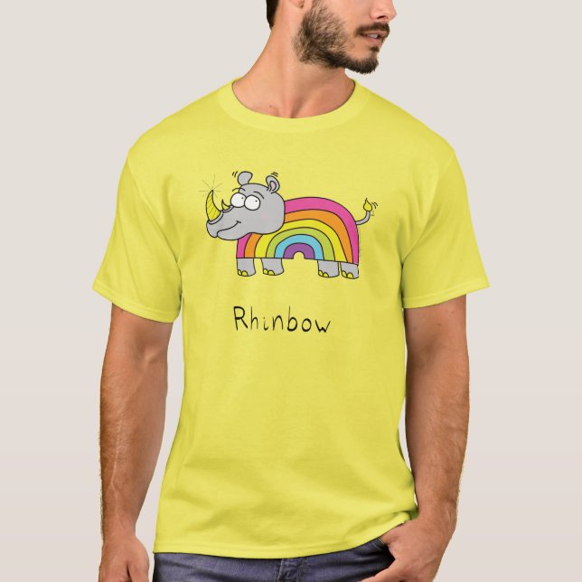 Rhino Rainbow Funny Kids T-Shirt (Vorderseite)
