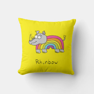 Rhino Rainbow Funny Niedlich Kids Rhinoceros Kissen