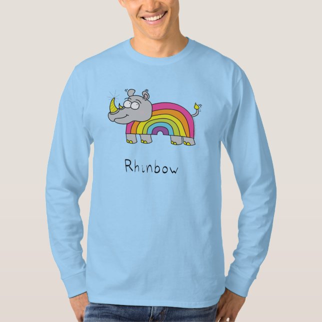 Rhino Rainbow Funny Niedlich Kids Rhinoceros T-Shirt (Vorderseite)