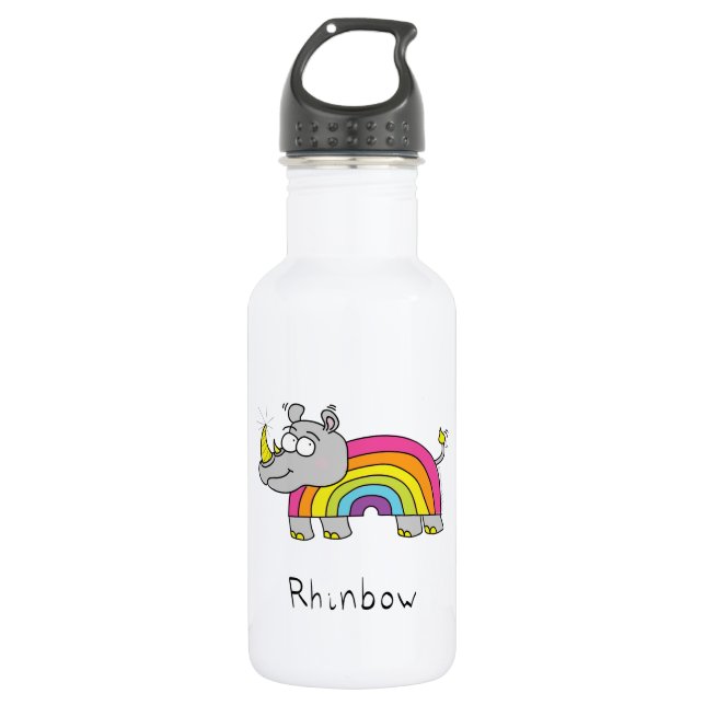Rhino Rainbow Niedlich Kids Edelstahlflasche (Vorderseite)