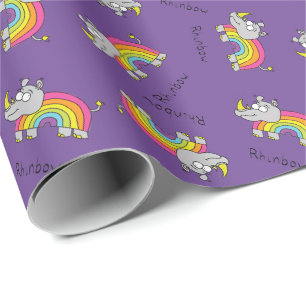 Rhino Rainbow Niedlich Kids Rhinoceros Geschenkpapier