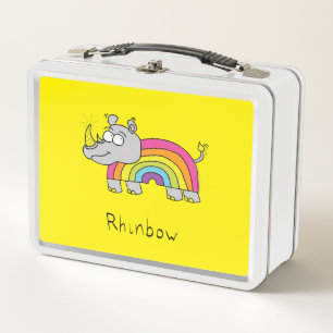 Rhino Rainbow Niedlich Kids Rhinoceros Metall Brotdose