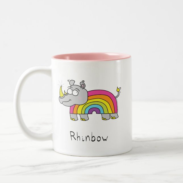 Rhino Rainbow Niedlich Kids Zweifarbige Tasse (Links)