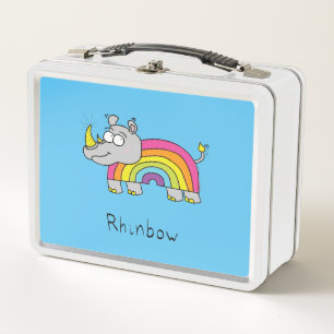 Rhino Rainbow Rhinoceros Kinder Niedlich Metall Brotdose