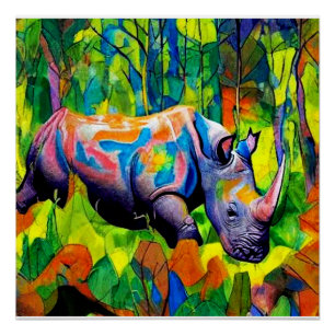 Rhino reflektierendes Blattwerk Poster