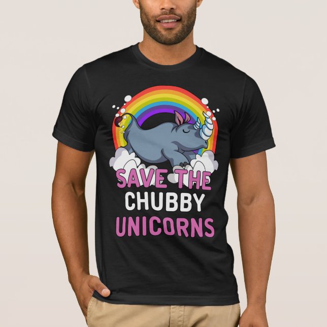 Rhino retten den Chubby Unicorns magischen T-Shirt (Vorderseite)