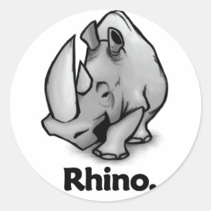 Rhino Rhino. Runder Aufkleber