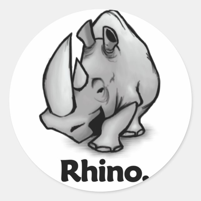 Rhino Rhino. Runder Aufkleber (Vorderseite)