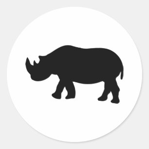 Rhino-Rhinoceros-Illustration Runder Aufkleber