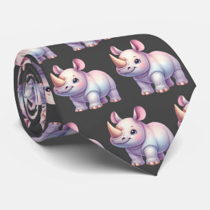 Rhino Rhinoceros Rhinos Kawaii Niedlich Neck Tie Krawatte