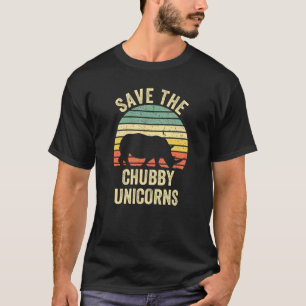 Rhino Rhinoceros Safe The Chubby Unicorn Retro Des T-Shirt