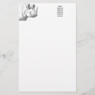 Rhino Rhinoceros Stift Zeichne Skizze Briefpapier