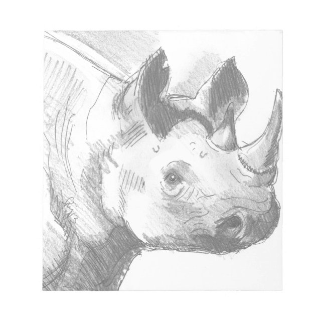 Rhino Rhinoceros Stift Zeichnend Zeichnung Notizblock (Vorderseite)