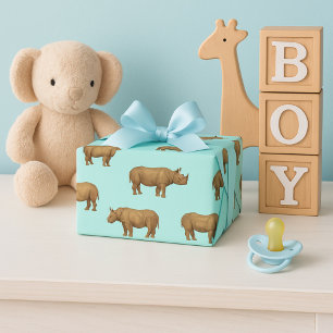 Rhino Royale Blue Safari Geschenkpapier Set