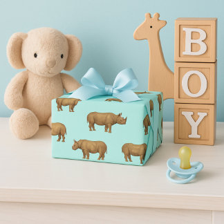 Rhino Royale Blue Safari Geschenkpapier Set