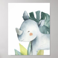 Rhino Safari Dschungel Baby Kinderzimmer Druck