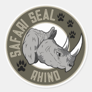 Rhino Safari Siegel Runder Aufkleber