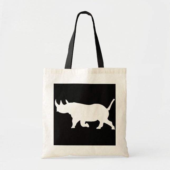 Rhino-Silhouette, links Einfassung, schwarzer Tragetasche (Vorne)