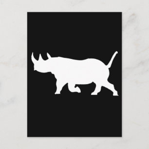 Rhino-Silhouette, links Vorderseite, Schwarzer Hin Postkarte