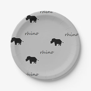 Rhino-Silhouette-Muster Pappteller