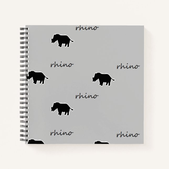Rhino-Silhouettemuster Notizbuch (Vorderseite)