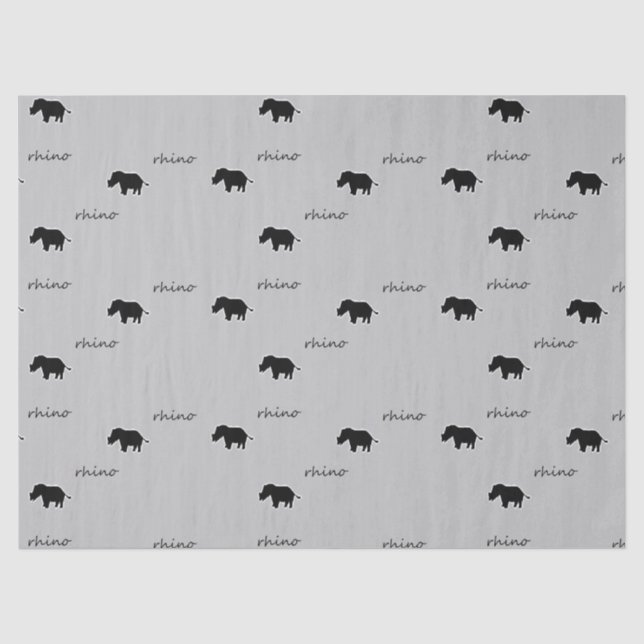 Rhino-Silhouettemuster Seidenpapier (Vorderseite)