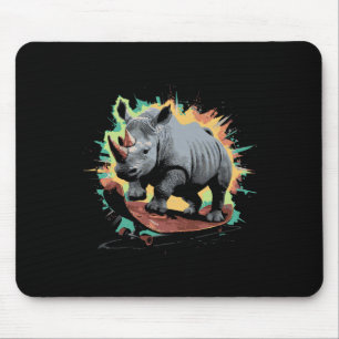 Rhino Skateboarding Distressed Splash Design Herre Mousepad