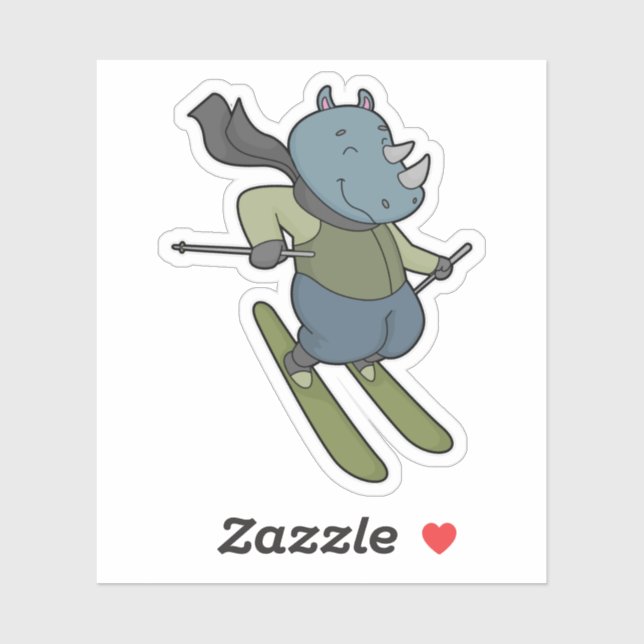 Rhino Skier Ski Aufkleber (Blatt)