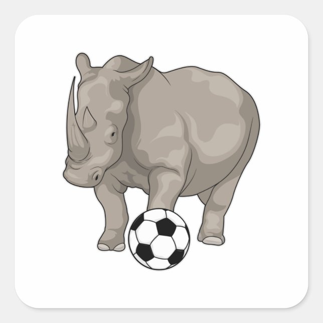 Rhino Soccer player Soccer Quadratischer Aufkleber (Vorderseite)