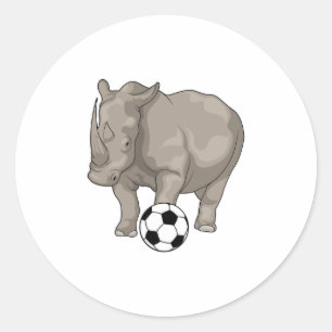 Rhino Soccer player Soccer Runder Aufkleber