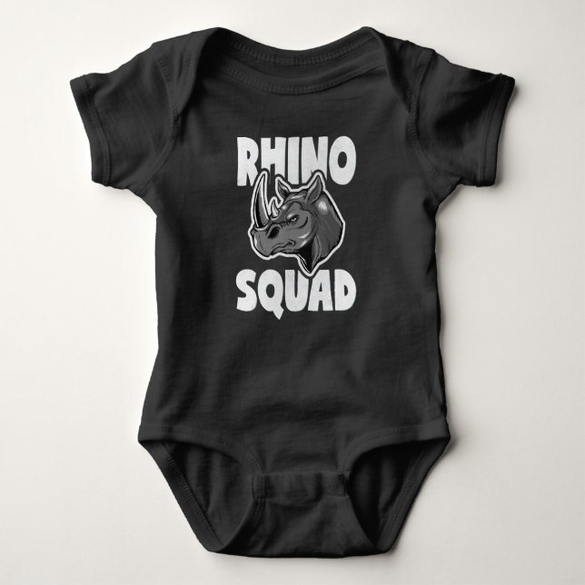 Rhino Squad Rhinoceros Liebe Geschenk Baby Strampler (Vorderseite)