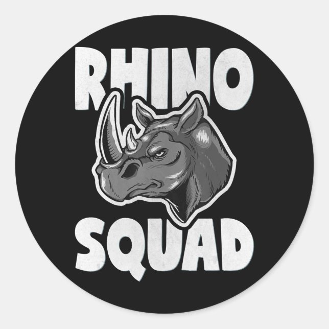 Rhino Squad Rhinoceros Liebe - Geschenk Runder Aufkleber (Vorderseite)
